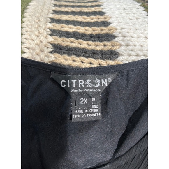 Citron Santa Monica Black Cotton Silk Crinkle Tiered Ruffle Dress Womens 2X - Picture 3 of 5